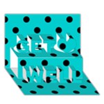Polka Dots - Black on Cyan Get Well 3D Greeting Card (7x5)
