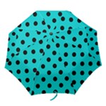 Polka Dots - Black on Cyan Folding Umbrella