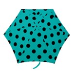 Polka Dots - Black on Cyan Mini Umbrella