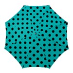 Polka Dots - Black on Cyan Golf Umbrella