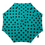 Polka Dots - Black on Cyan Hook Handle Umbrella (Medium)
