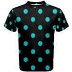 Polka Dots - Cyan on Black Men s Cotton Tee