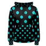 Polka Dots - Cyan on Black Women s Pullover Hoodie