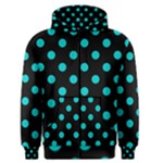 Polka Dots - Cyan on Black Men s Zipper Hoodie