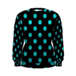 Polka Dots - Cyan on Black Women s Sweatshirt