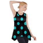 Polka Dots - Cyan on Black Side Drop Tank Tunic