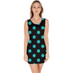 Polka Dots - Cyan on Black Bodycon Dress