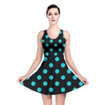 Polka Dots - Cyan on Black Reversible Skater Dress