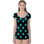 Polka Dots - Cyan on Black Boyleg Leotard (Ladies)