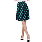 Polka Dots - Cyan on Black A-Line Skirt