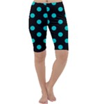 Polka Dots - Cyan on Black Cropped Leggings