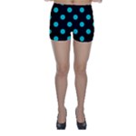 Polka Dots - Cyan on Black Skinny Shorts