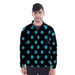 Polka Dots - Cyan on Black Wind Breaker (Men)