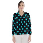 Polka Dots - Cyan on Black Wind Breaker (Women)