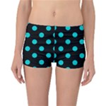 Polka Dots - Cyan on Black Reversible Boyleg Bikini Bottoms