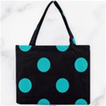 Polka Dots - Cyan on Black Mini Tote Bag