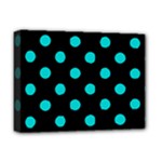 Polka Dots - Cyan on Black Deluxe Canvas 16  x 12  (Stretched)
