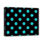 Polka Dots - Cyan on Black Canvas 10  x 8  (Stretched)