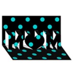 Polka Dots - Cyan on Black MOM 3D Greeting Card (8x4)