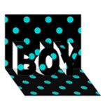 Polka Dots - Cyan on Black BOY 3D Greeting Card (7x5)