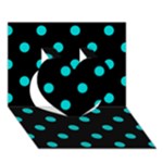 Polka Dots - Cyan on Black Heart 3D Greeting Card (7x5)