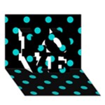 Polka Dots - Cyan on Black LOVE 3D Greeting Card (7x5)