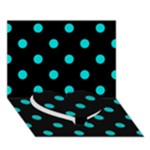 Polka Dots - Cyan on Black Heart Bottom 3D Greeting Card (7x5)