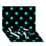Polka Dots - Cyan on Black LOVE Bottom 3D Greeting Card (7x5)