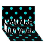 Polka Dots - Cyan on Black YOU ARE INVITED 3D Greeting Card (7x5)