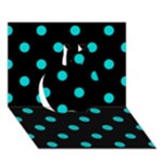 Polka Dots - Cyan on Black Apple 3D Greeting Card (7x5)