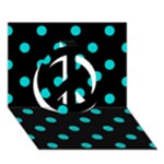 Polka Dots - Cyan on Black Peace Sign 3D Greeting Card (7x5)