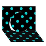 Polka Dots - Cyan on Black Circle 3D Greeting Card (7x5)