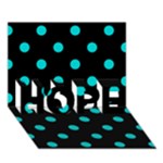 Polka Dots - Cyan on Black HOPE 3D Greeting Card (7x5)