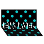 Polka Dots - Cyan on Black ENGAGED 3D Greeting Card (8x4)