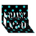 Polka Dots - Cyan on Black THANK YOU 3D Greeting Card (7x5)