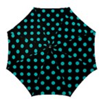 Polka Dots - Cyan on Black Golf Umbrella