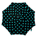 Polka Dots - Cyan on Black Hook Handle Umbrella (Small)