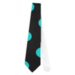Polka Dots - Cyan on Black Necktie (One Side)