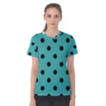 Polka Dots - Black on Verdigris Women s Cotton Tee