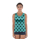 Polka Dots - Black on Verdigris Women s Sport Tank Top