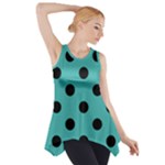 Polka Dots - Black on Verdigris Side Drop Tank Tunic