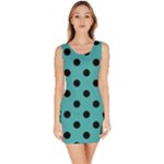 Polka Dots - Black on Verdigris Bodycon Dress