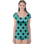 Polka Dots - Black on Verdigris Boyleg Leotard (Ladies)