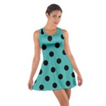 Polka Dots - Black on Verdigris Cotton Racerback Dress