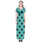 Polka Dots - Black on Verdigris Short Sleeve Maxi Dress