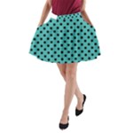 Polka Dots - Black on Verdigris A-Line Pocket Skirt