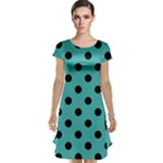 Polka Dots - Black on Verdigris Cap Sleeve Nightdress