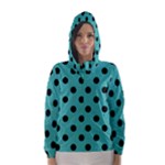 Polka Dots - Black on Verdigris Hooded Wind Breaker (Women)