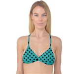Polka Dots - Black on Verdigris Reversible Tri Bikini Top
