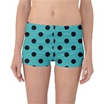 Polka Dots - Black on Verdigris Reversible Boyleg Bikini Bottoms